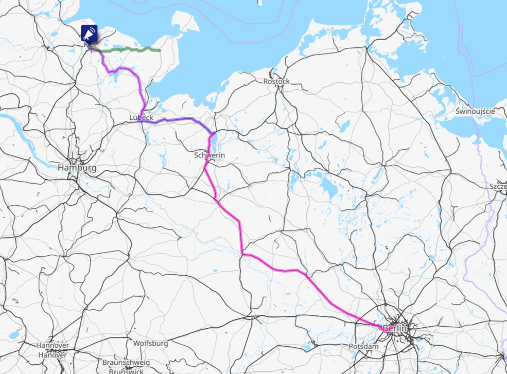 Screenshot of the route map for this day