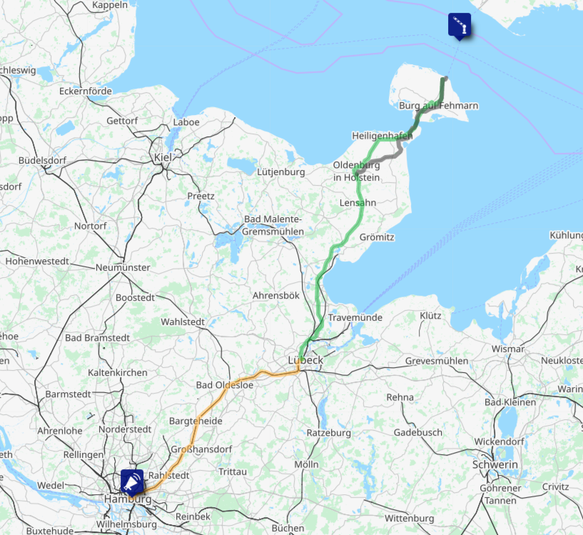 Screenshot of the route map for this day