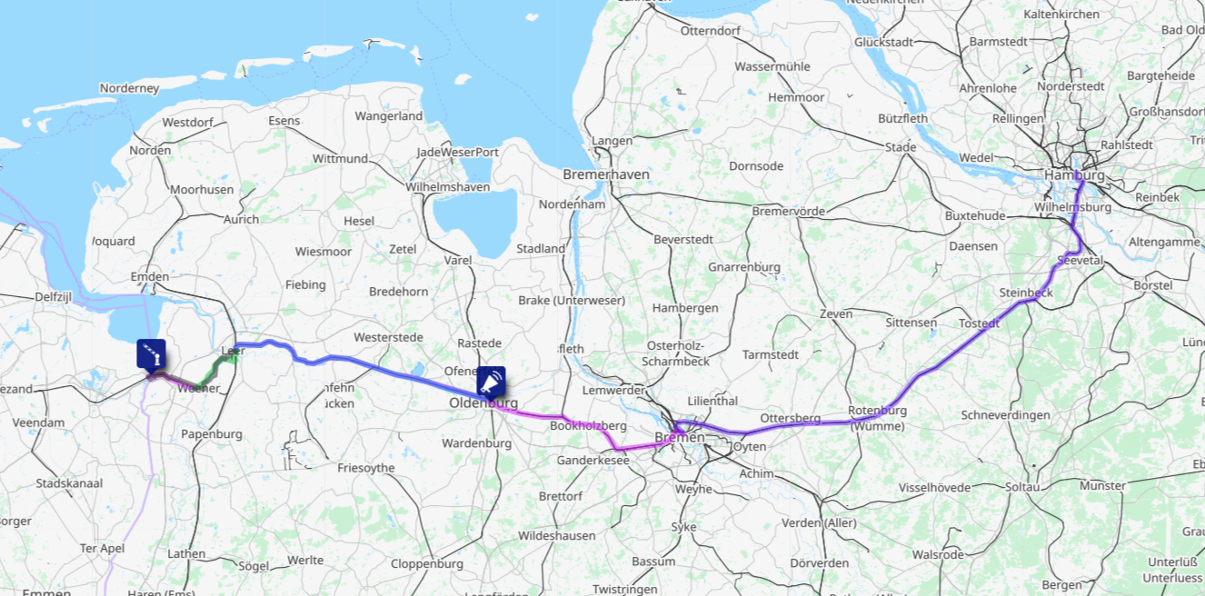 Screenshot of the route map for this day