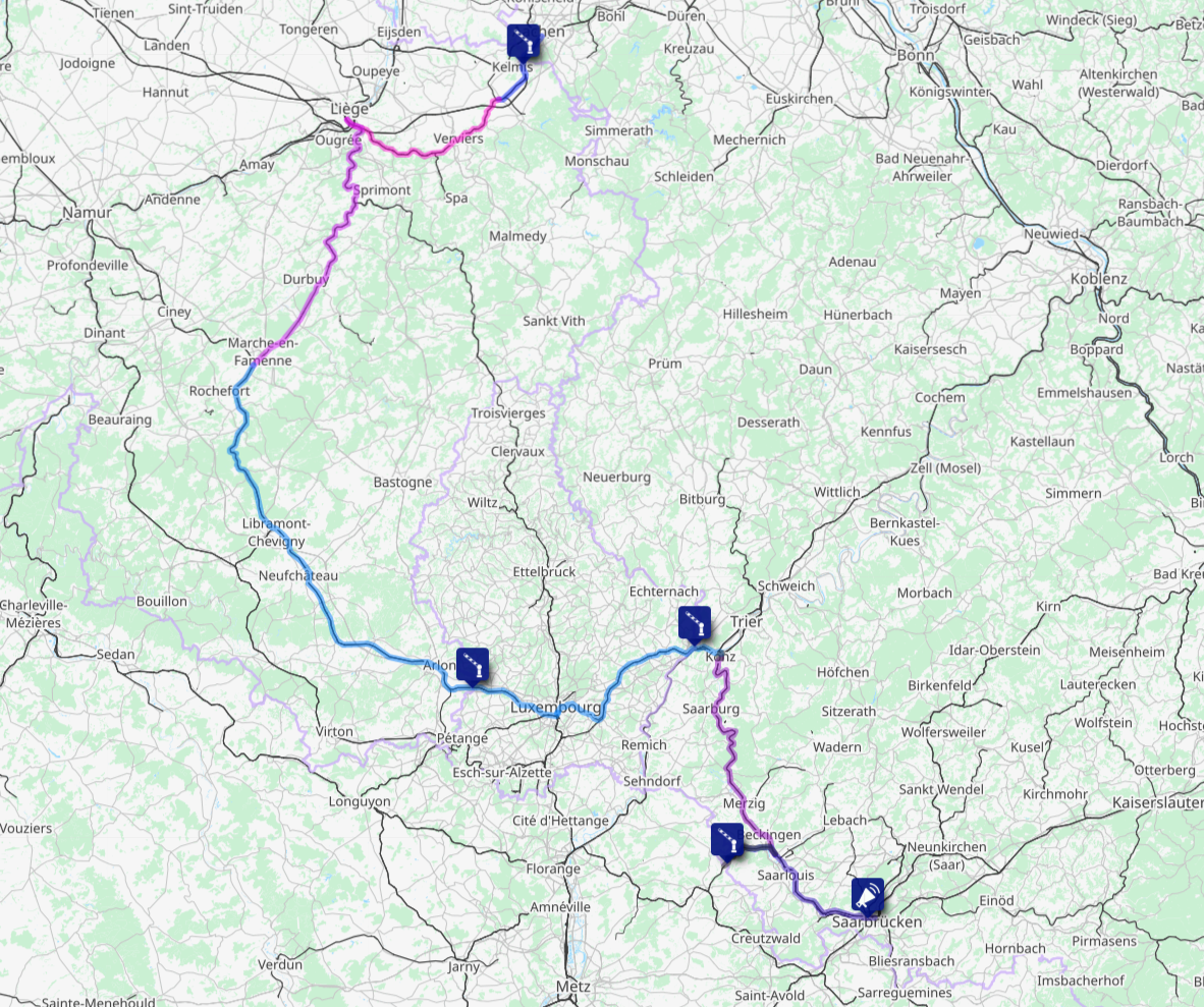 Screenshot of the route map for this day