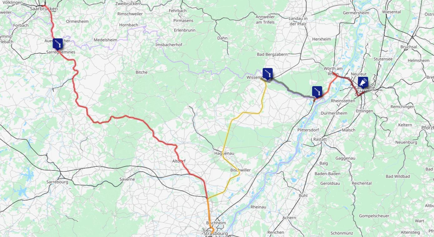 Screenshot of the route map for this day