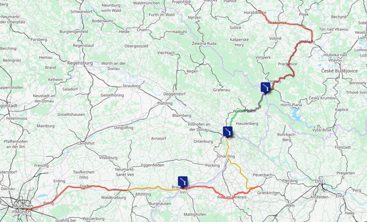 Screenshot of the route map for this day