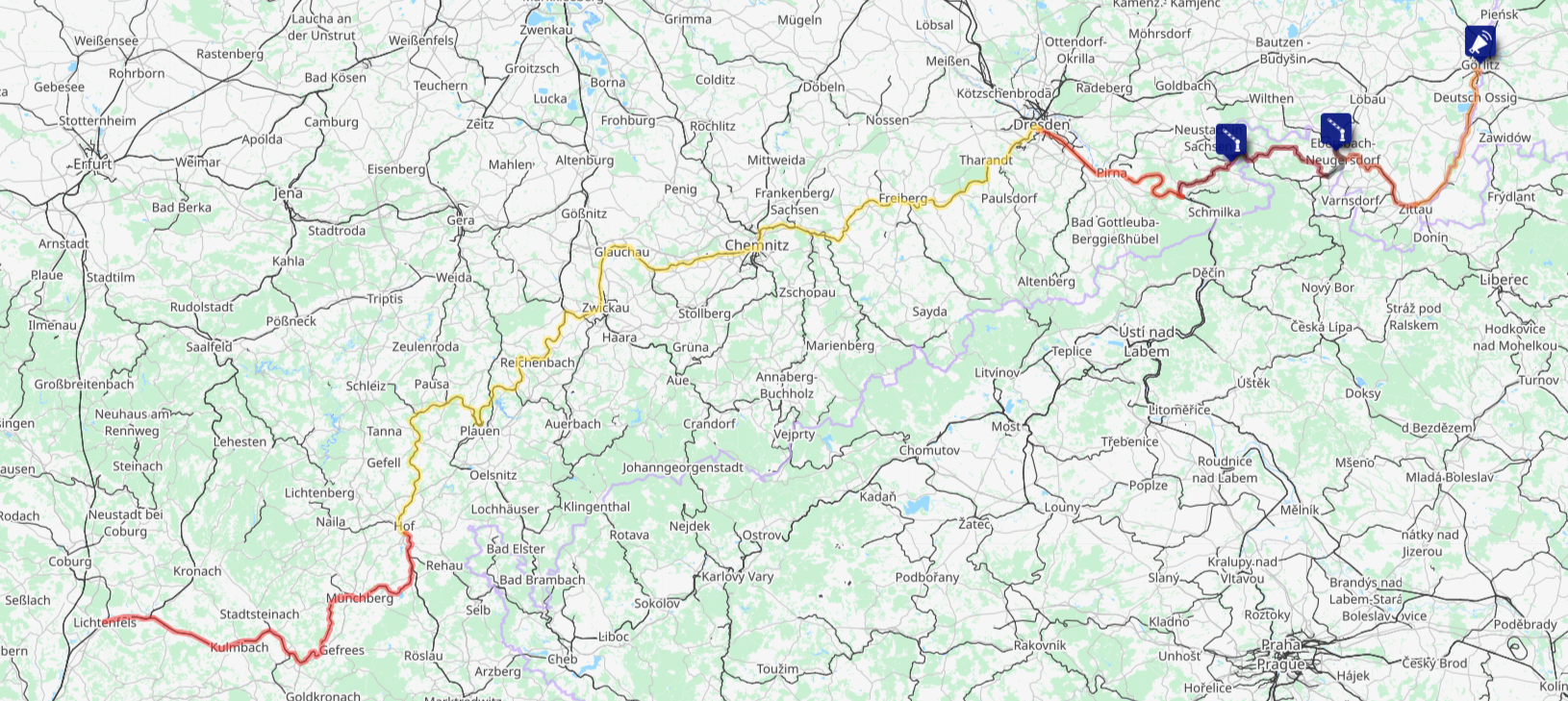 Screenshot of the route map for this day