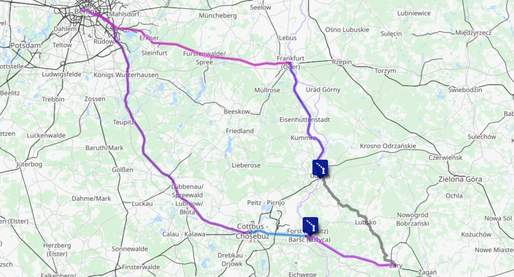 Screenshot of the route map for this day