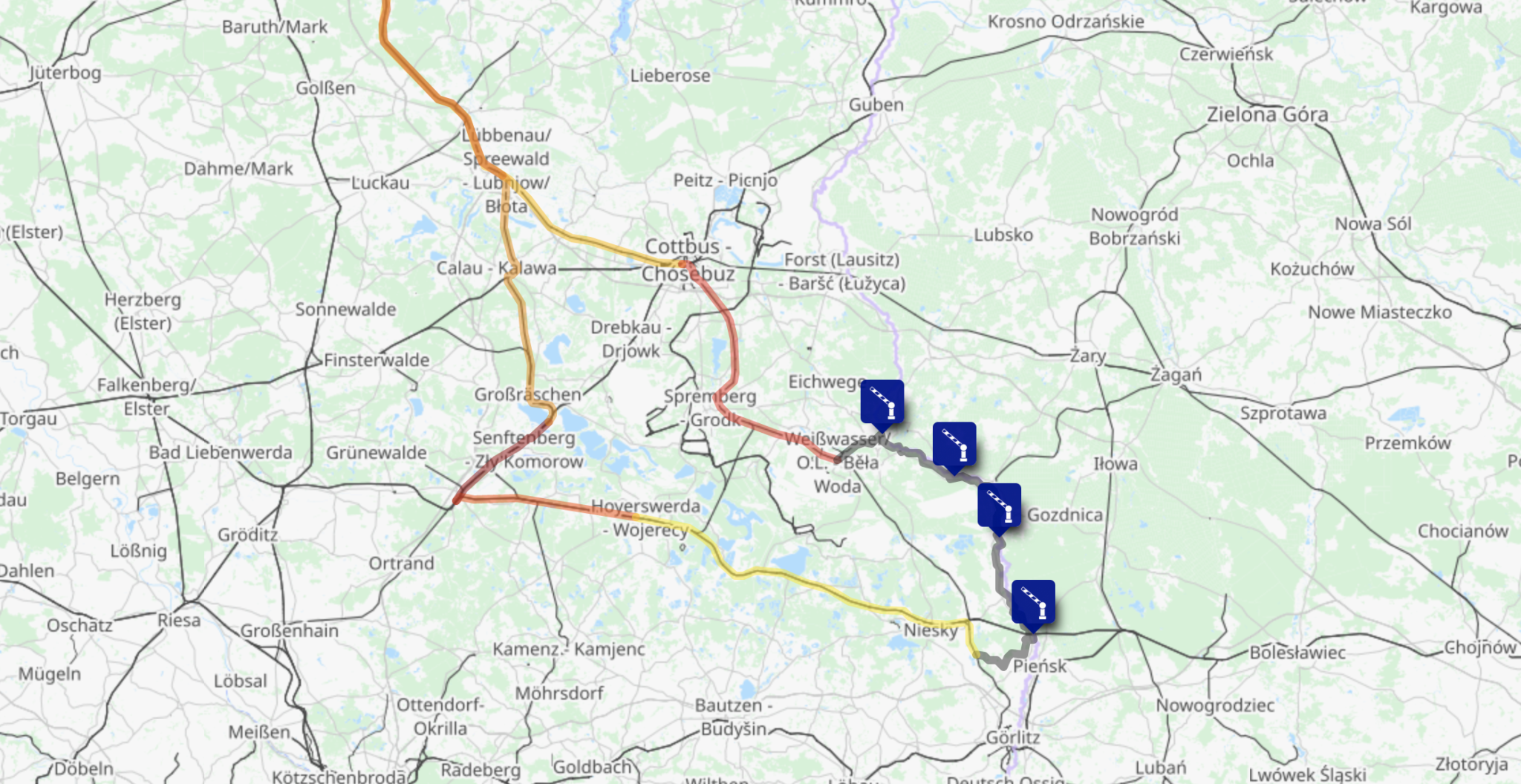 Screenshot of the route map for this day