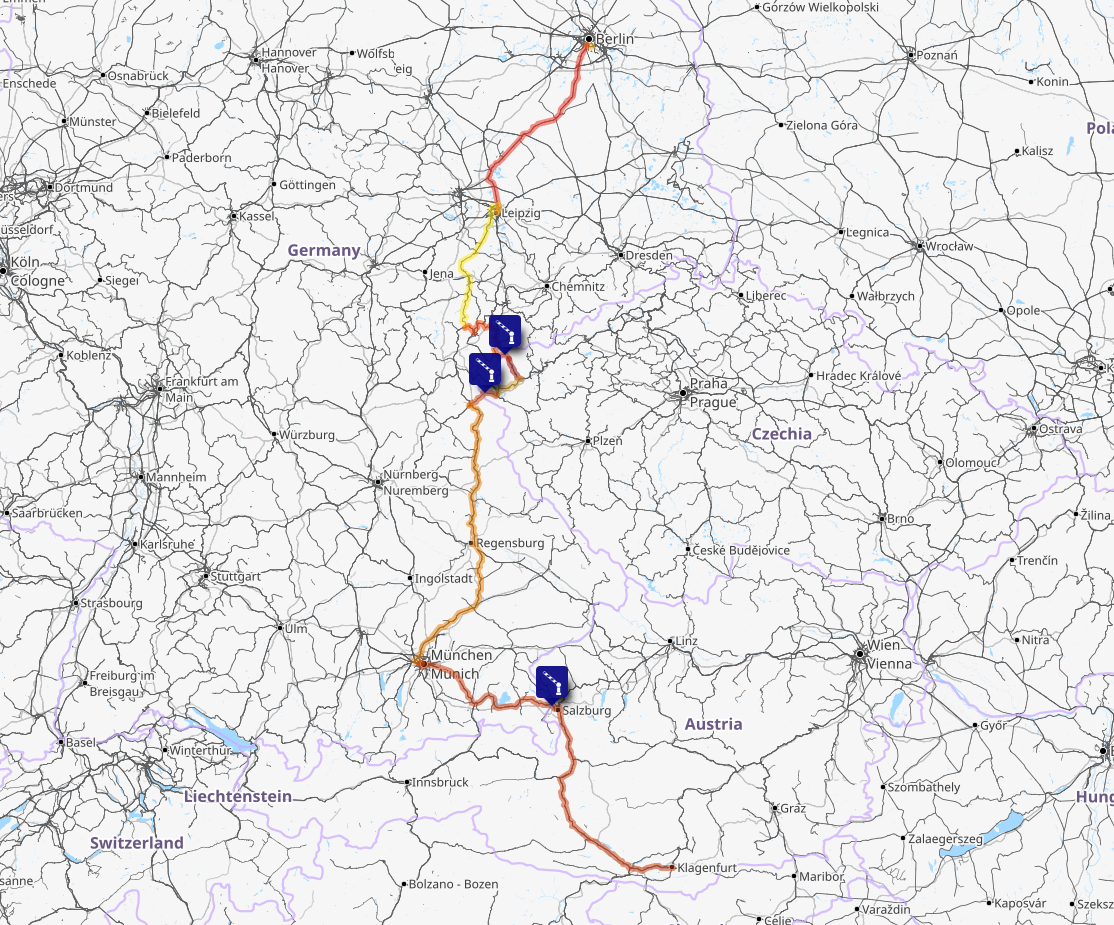 Screenshot of the route map for this day