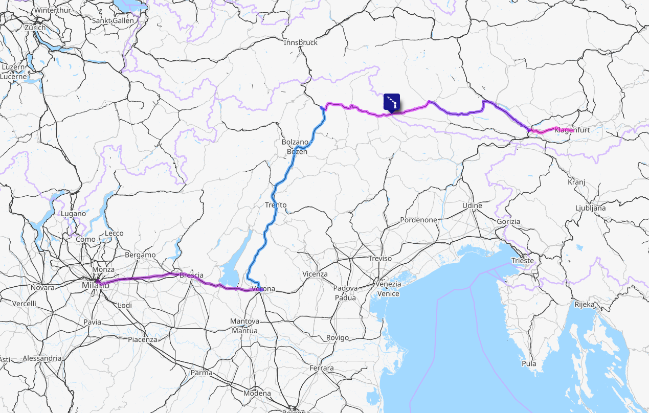 Screenshot of the route map for this day