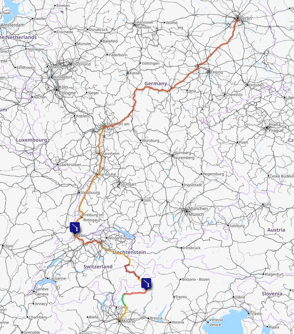 Screenshot of the route map for this day