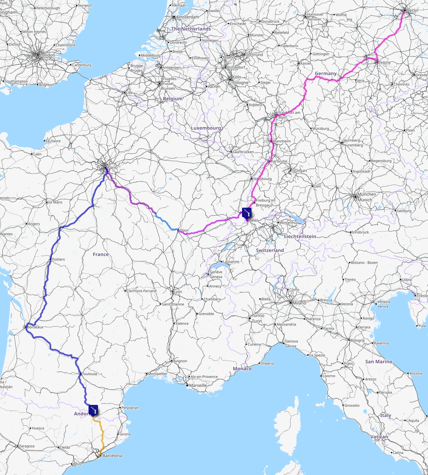 Screenshot of the route map for this day