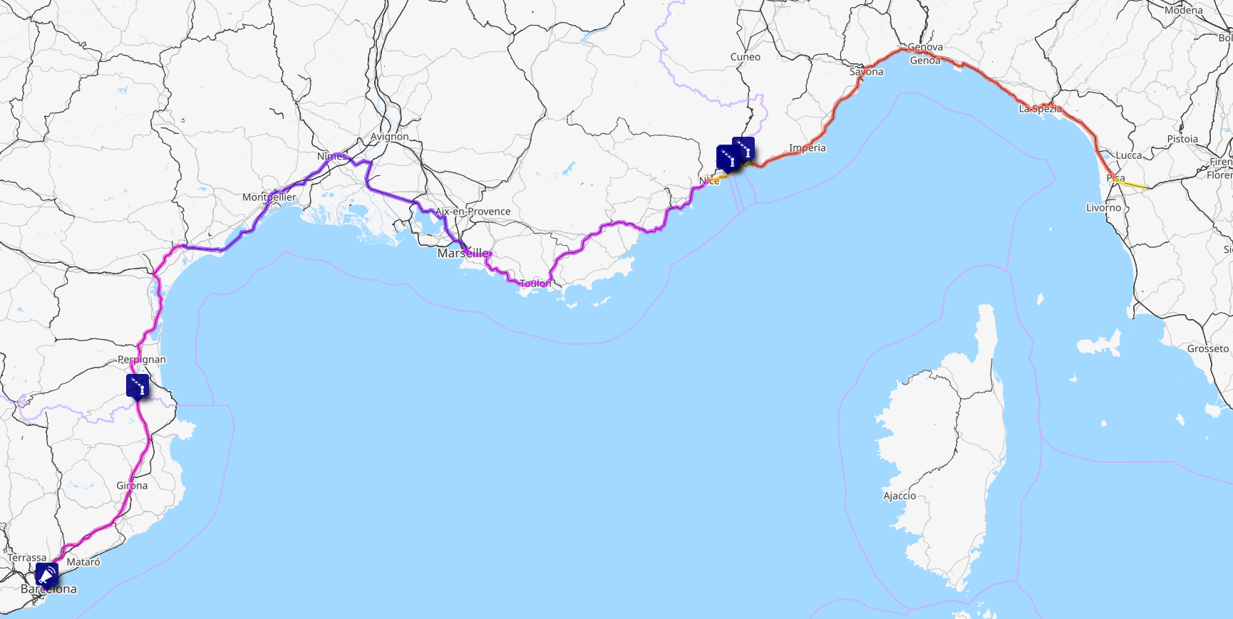 Screenshot of the route map for this day