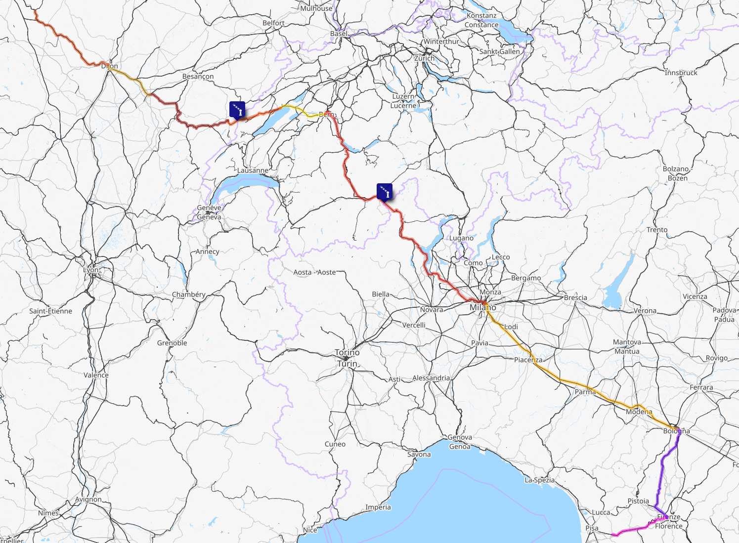 Screenshot of the route map for this day