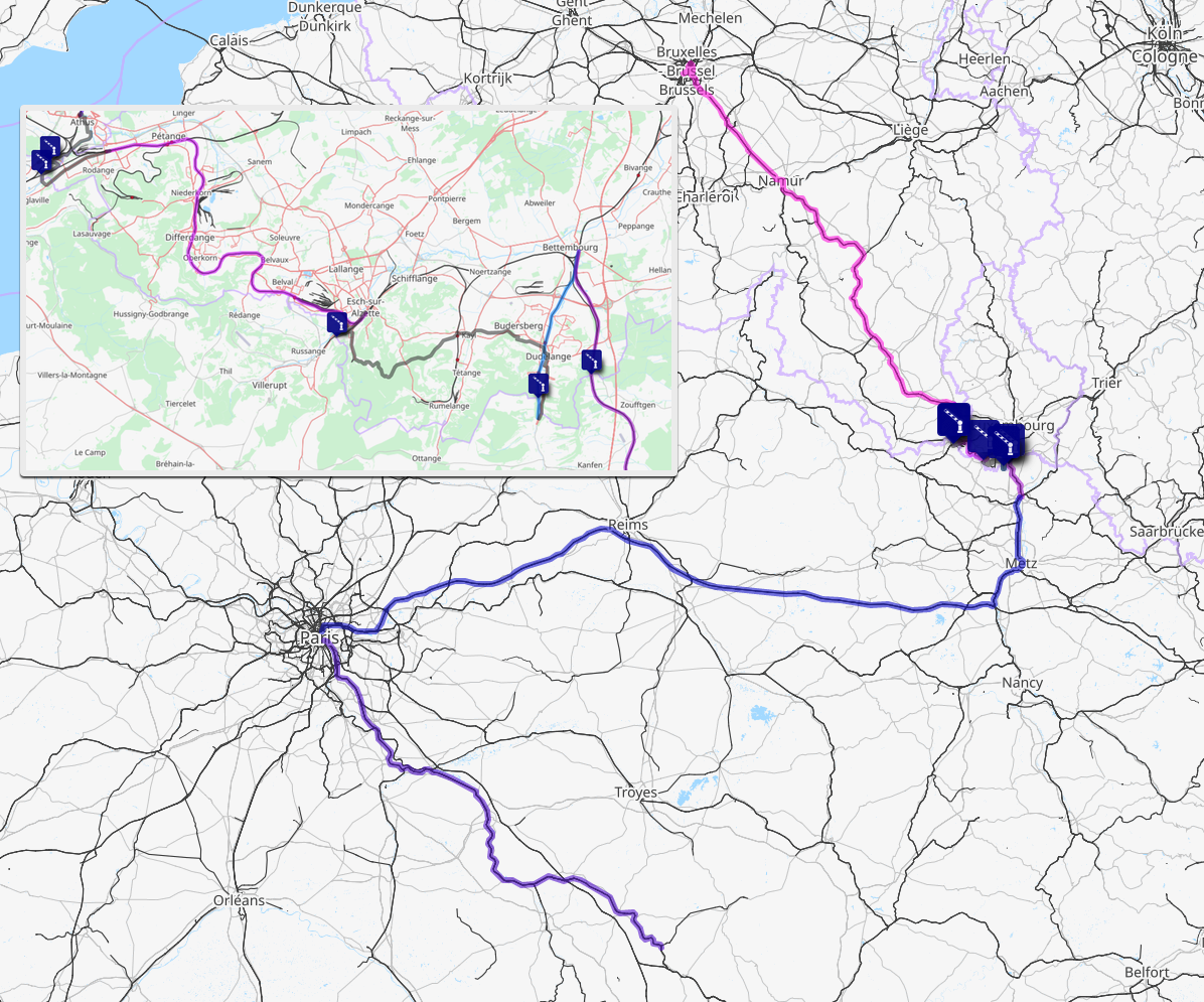 Screenshot of the route map for this day